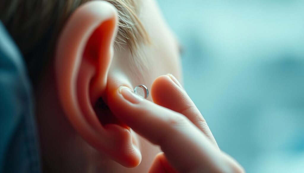 A close-up view of a delicate ear procedure, captured with a macro lens and soft, diffused lighting. In the foreground, a gentle hand carefully manipulates the tiny otolith, guiding it back into its proper position within the inner ear. The patient's expression conveys a sense of relief and trust as the skilled practitioner focuses intently on the precise, restorative movements. The background fades into a serene, out-of-focus blur, emphasizing the concentration and care of the therapeutic process. A close-up view of a delicate ear procedure, captured with a macro lens and soft, diffused lighting. In the foreground, a gentle hand carefully manipulates the tiny otolith, guiding it back into its proper position within the inner ear. The patient's expression conveys a sense of relief and trust as the skilled practitioner focuses intently on the precise, restorative movements. The background fades into a serene, out-of-focus blur, emphasizing the concentration and care of the therapeutic process.