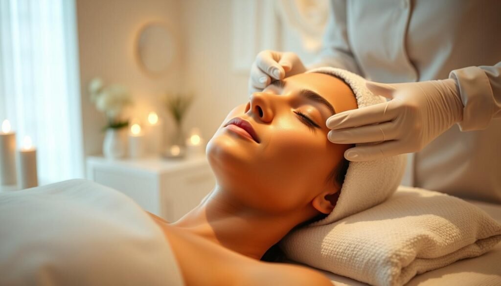 Generate an image of a person receiving Oligio X treatment at Glowin' Beaute